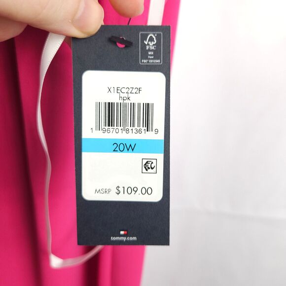 NWT Tommy Hilfiger Womens 20w Pink Cold Shoulder Sheath Summer Sleeve Dress - Picture 2 of 8